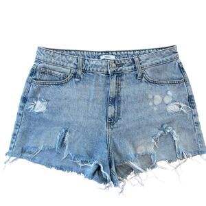 Forever 21 High-Waisted Distressed Denim Cut-Off Shorts Light Wash, Waist 33"